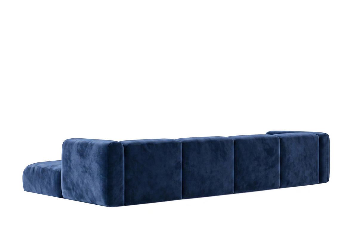 ECKSOFA U-Form, Velvet-Stoff Bluvel, Tintenblau, GRETA - Blau, Holz (408/70/179cm) - Kaiser Möbel