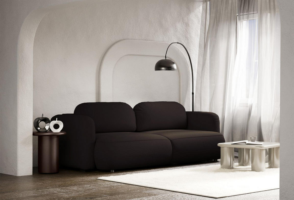 3-SITZER SCHLAFSOFA Tvoya Braun Chenille - Schwarz/Braun, Kunststoff/Textil (253/82/110cm) - Selsey