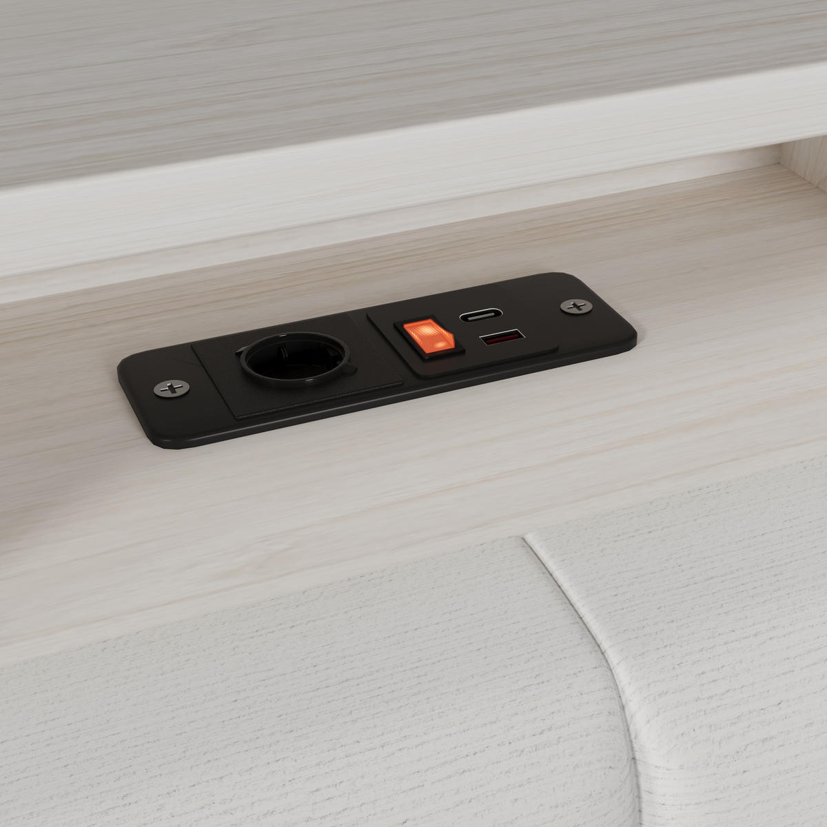 TAGEBETT 90x190cm Weiß Samt 2 Schubladen USB LED-Licht - Weiß, Holz (90/190cm) - FLIEKS