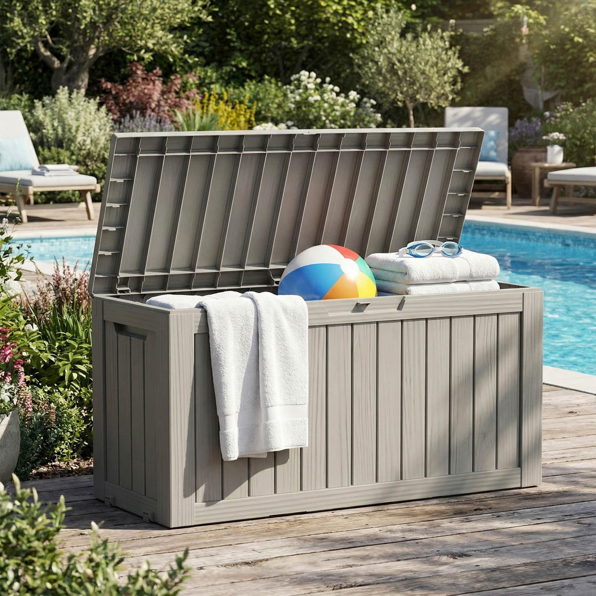 GARTENBOX 272L Grau - Grau, Kunststoff (114/57.5/46.3cm) - Akord