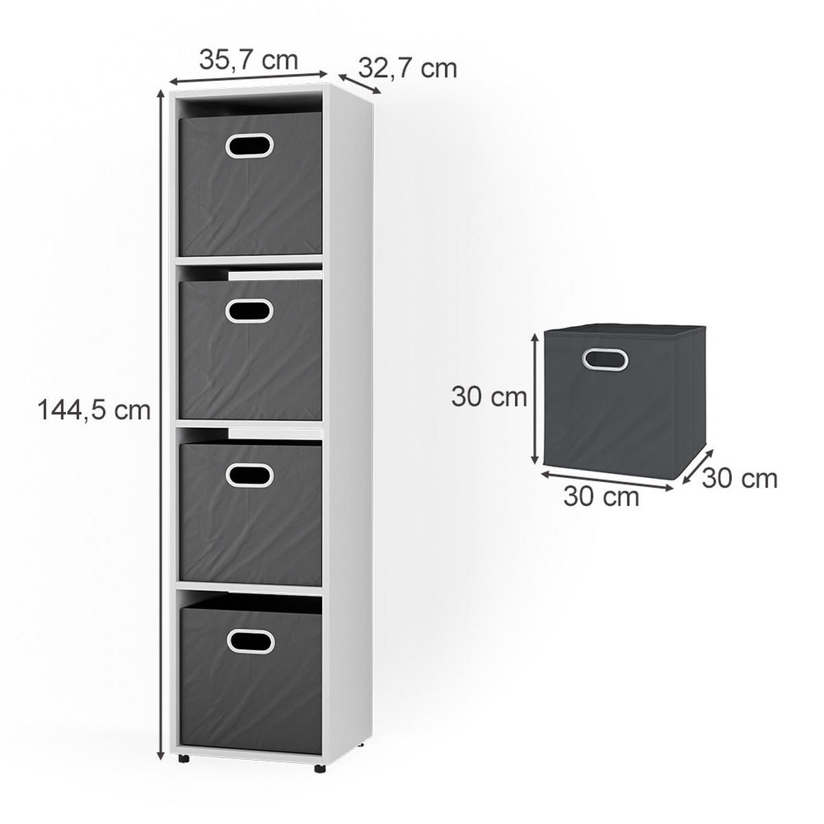 RAUMTEILER Ludus Weiß 142.5 x 36.2 cm mit 2 Faltboxen - Weiß, Holzwerkstoff (142.5/36.2/33cm) - Vicco
