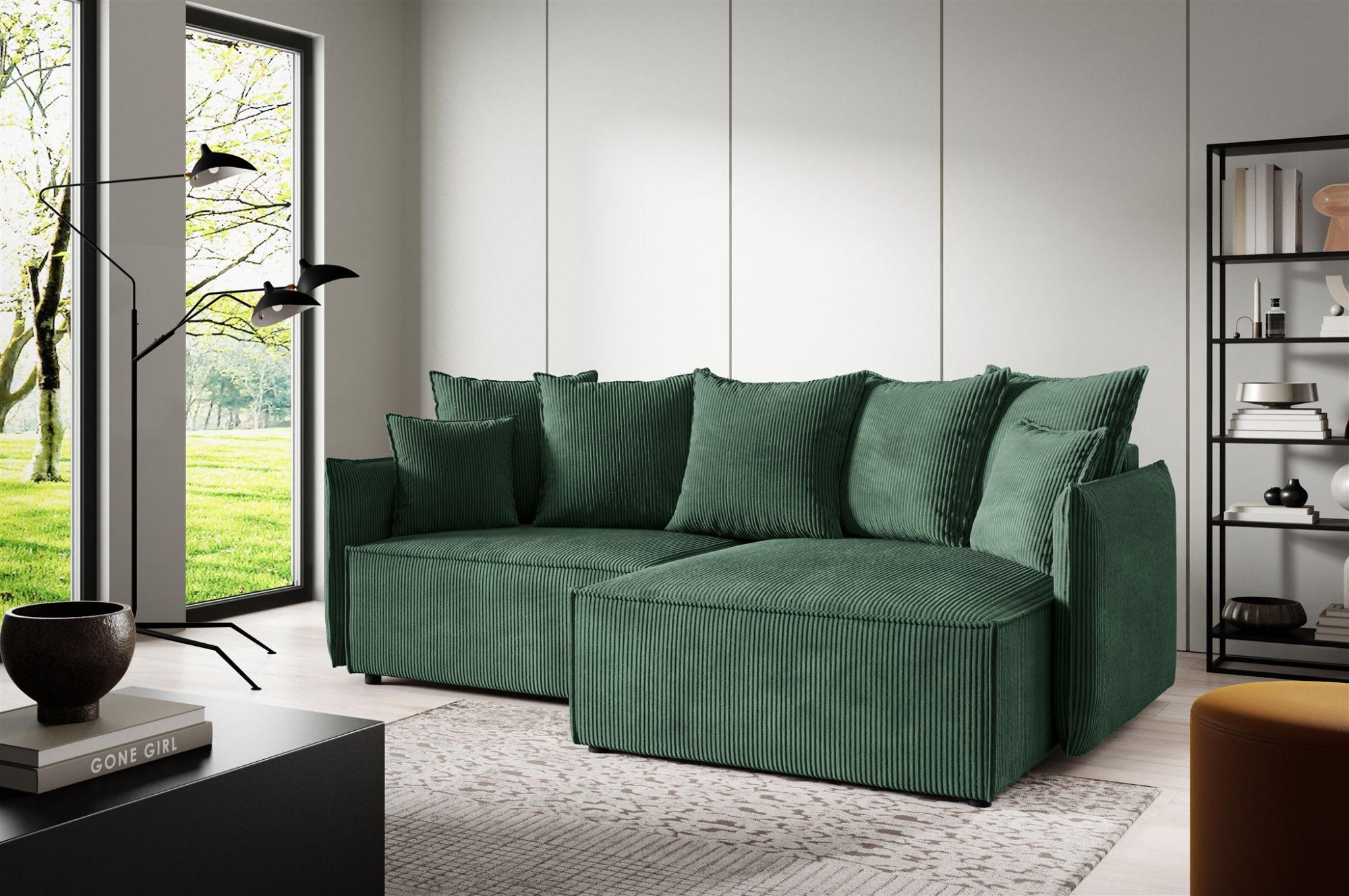 ECKSOFA Minea Mit Schlaffunktion - Grün, Holzwerkstoff/Textil (221/153cm) - Fun Möbel