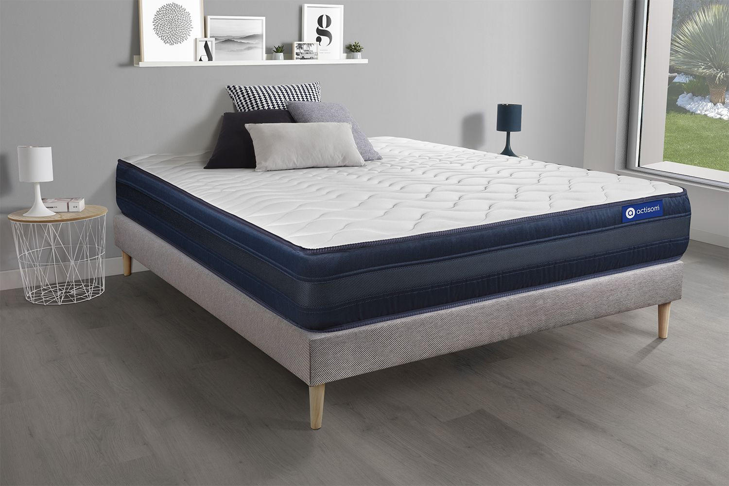 BETT Actimemo tech Memory-Schaum 140 x 220 cm h4 - Kit Bettgestell Grau - Beige/Grau, Holz (140/220cm) - ACTISOM