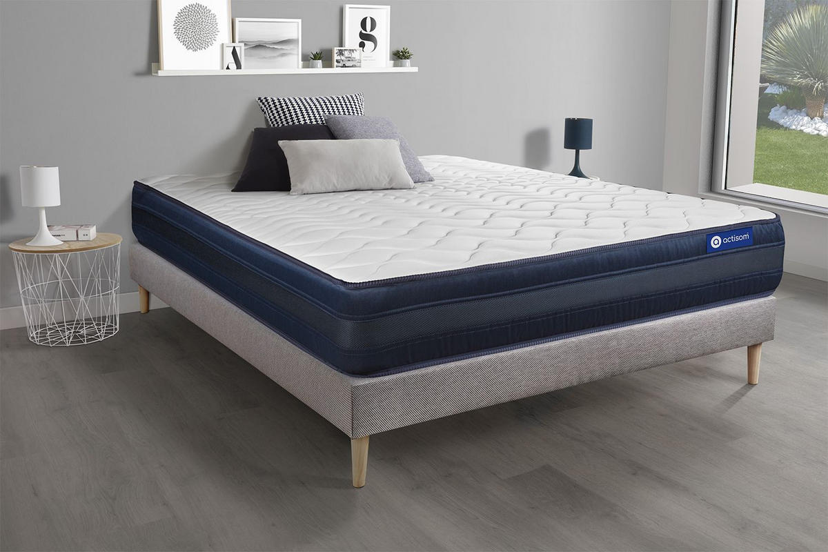 BETT Actimemo tech Memory-Schaum 160 x 200 cm h4 - Kit Bettgestell Grau - Beige/Grau, Holz (160/200cm) - ACTISOM