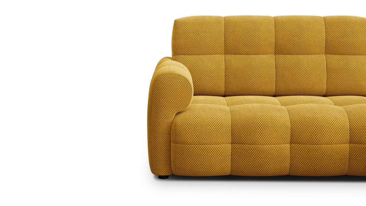 ECKSOFA MELLOW 3-Sitzer, safran - Gelb/Schwarz, Holz/Textil (232/156cm) - Courtois Laville