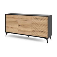 SIDEBOARD loft 154 cm Emerald - 3 Türen, Schwarz, Evoke Eiche - Schwarz/Braun, Holz (154/77/39cm) - Emporius