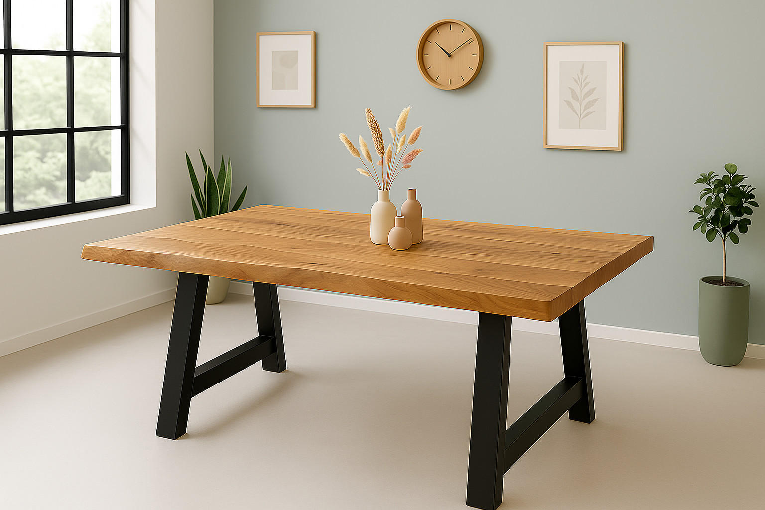 ESSTISCH CALI - Beige/Schwarz, Holz/Metall (100/280/77cm) - SAM