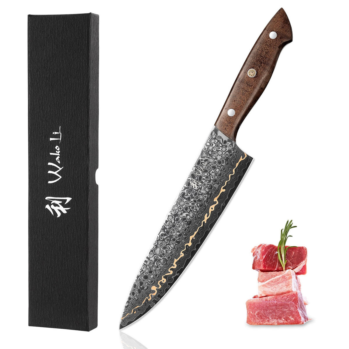 CHEFMESSER 20 cm - Kupferfarben, Holz/Metall (1cm) - Wakoli