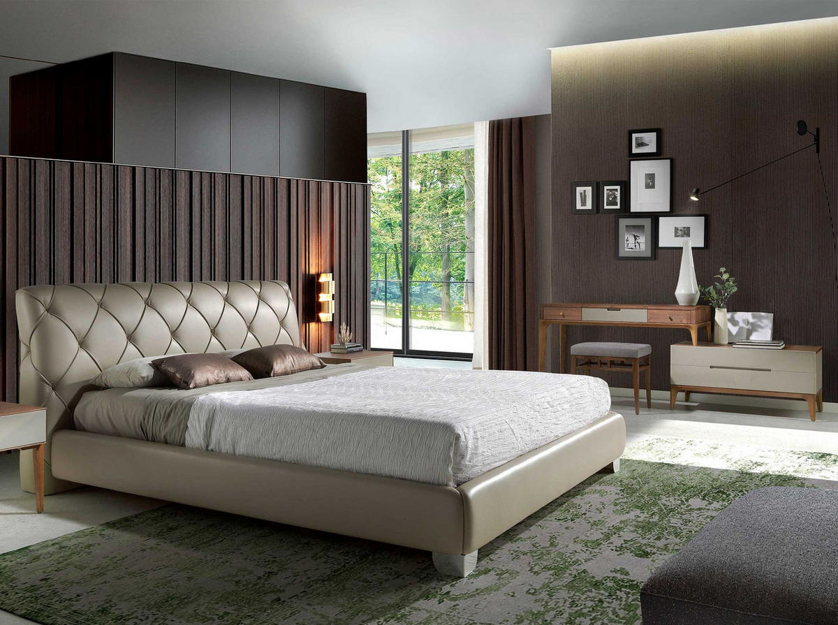 HOCKERBANK Hocker aus grauem Stoff 48/36/46 cm - Walnussfarben/Grau, Textil (48/46/36cm) - ANGEL CERDA