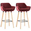 BARHOCKER Grande, 2er Set, Gestell Holz, Samt Rot - Rot/Braun, Holz/Textil (55/99/46cm) - TPFLiving