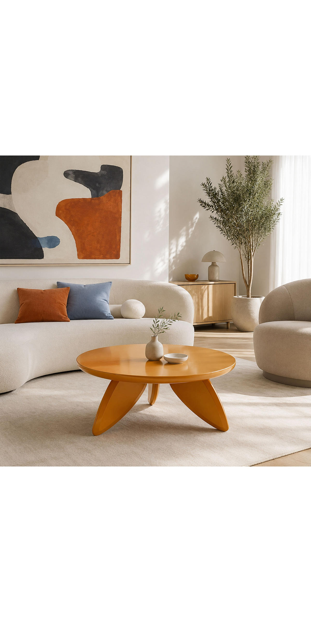COUCHTISCH LARA Ø 80/36 cm Orange Hochglanz - Orange, Holzwerkstoff (80/80/36cm) - Lookway