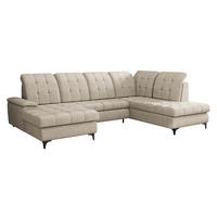 WOHNLANDSCHAFT Enzo, Seite: Links - Beige/Schwarz, Holz/Textil (330/105/212cm) - MIRJAN24