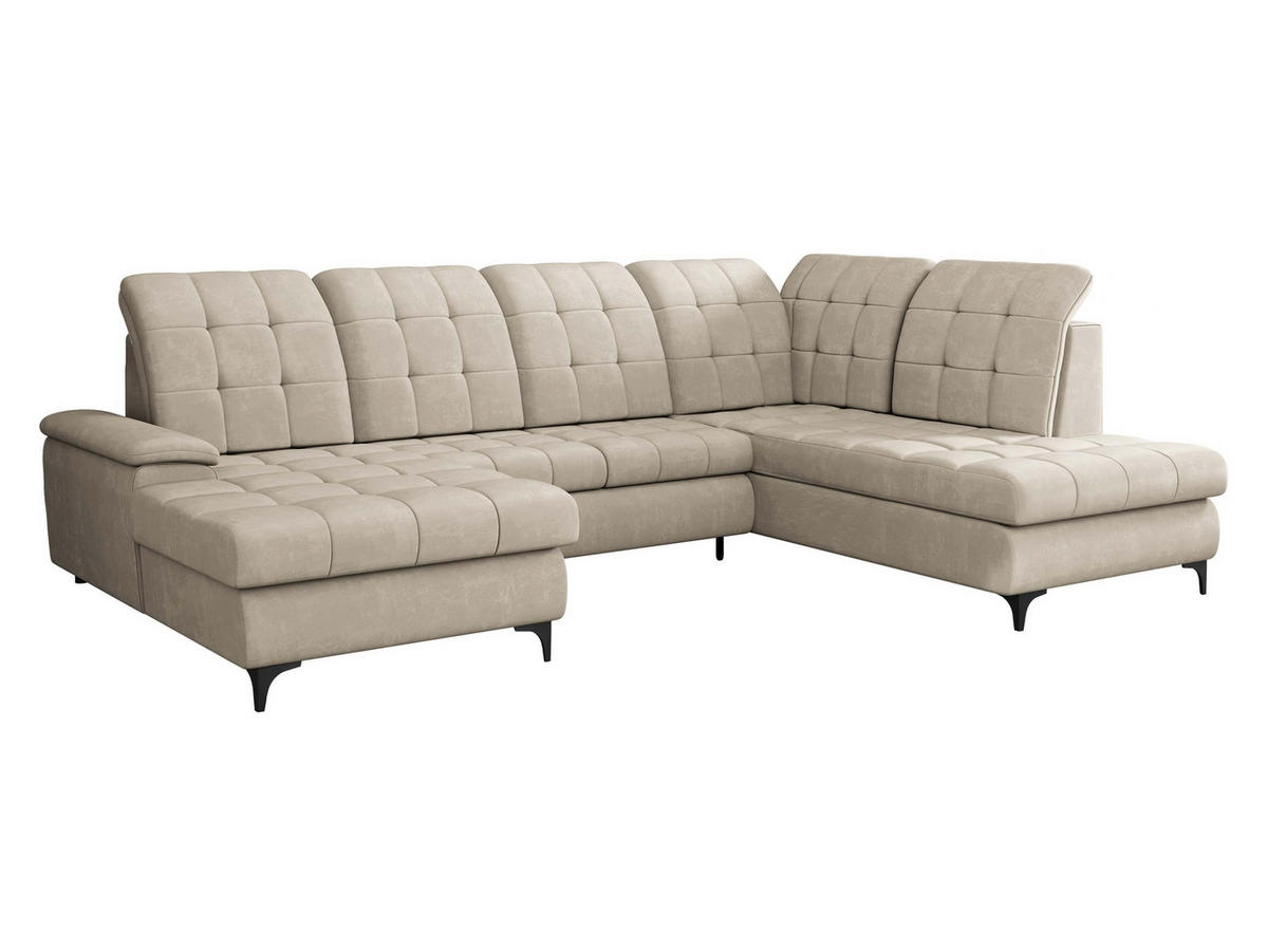 WOHNLANDSCHAFT Enzo, Seite: Links - Beige/Schwarz, Holz/Textil (330/105/212cm) - MIRJAN24