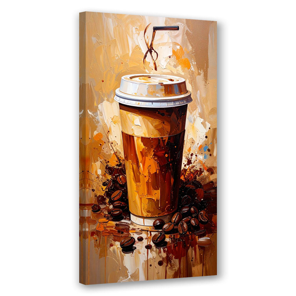 LEINWANDBILD Becher Kaffee Getränke 50x100cm - Braun, Textil (50/100cm) - Feeby