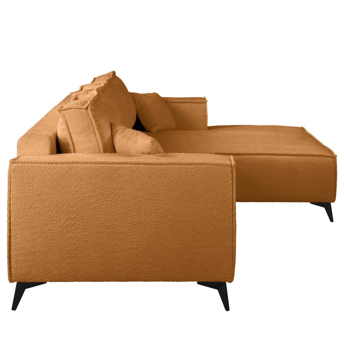 ECKSOFA mit Schlaffunktion - Beige/Schwarz, Textil (294/185cm) - home24