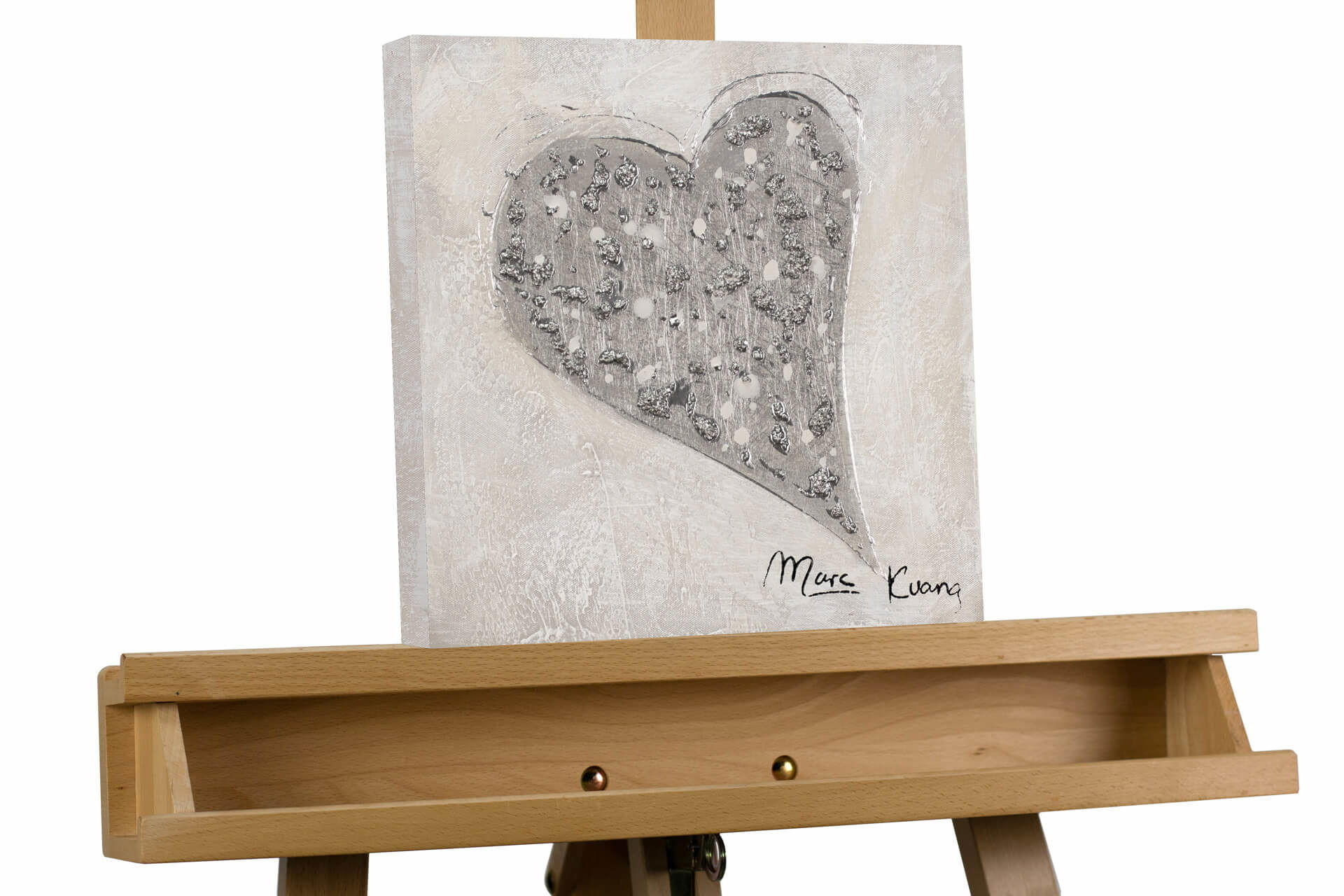 ACRYLBILD HANDGEMALT 30/30 cm - Silberfarben, Holz/Textil (0.34/30cm) - KUNSTLOFT