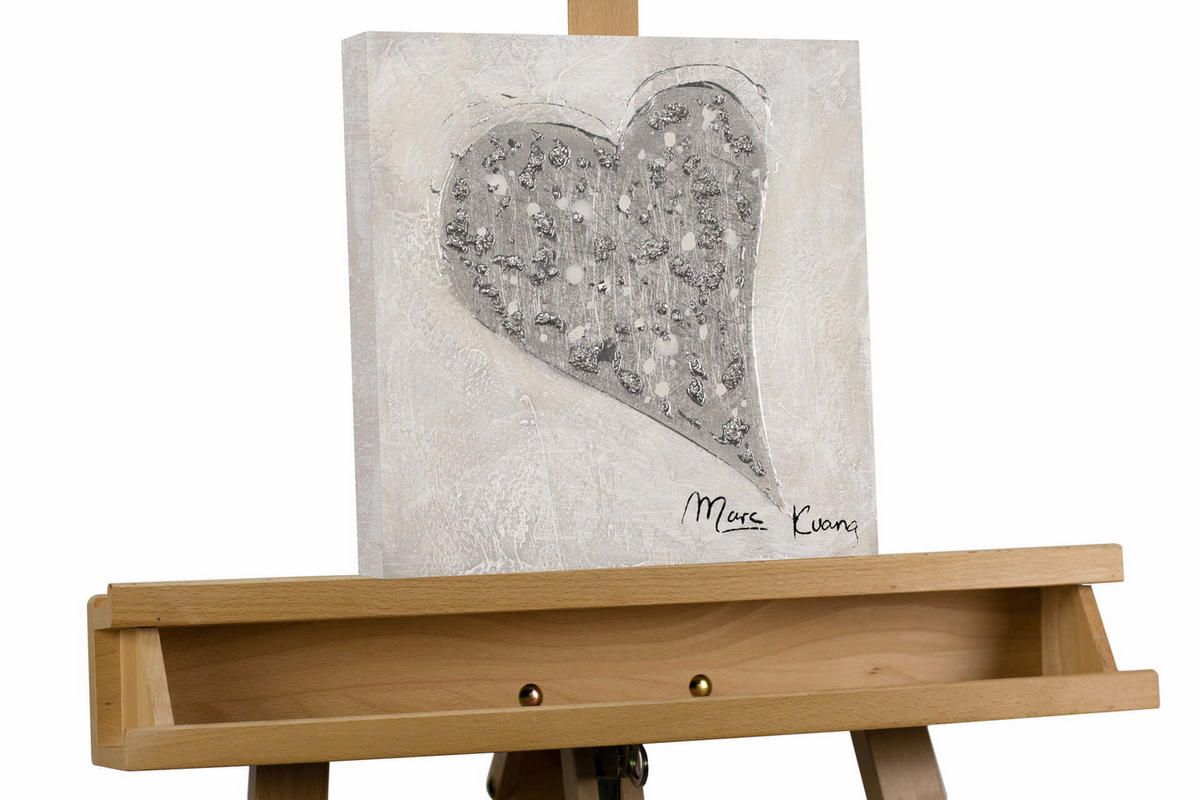 ACRYLBILD HANDGEMALT 30/30 cm - Silberfarben, Holz/Textil (0.34/30cm) - KUNSTLOFT