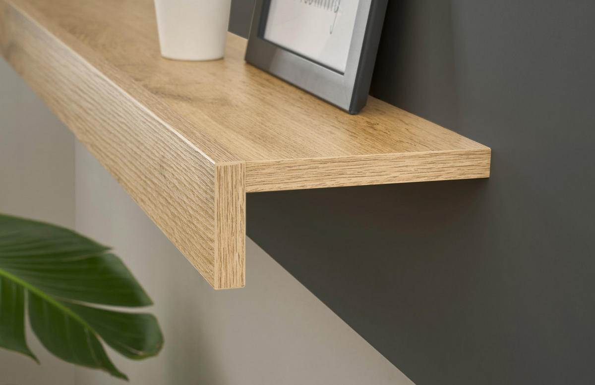 SCHREIBTISCHKOMBINATION 2-teilig grau matt, Eiche Wotan 143 cm, Büromöbel Set mit Wandregal - Eiche Wotan/Schwarz, Holzwerkstoff/Kunststoff (143/62/180cm) - Furn.Design
