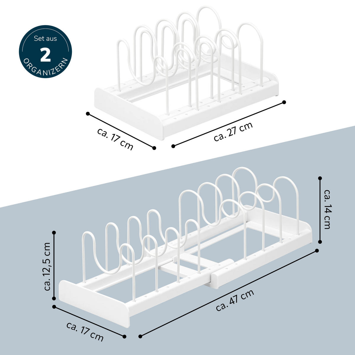 TOPFDECKELHALTER 2er Set, weiß - Weiß, Metall - eluno