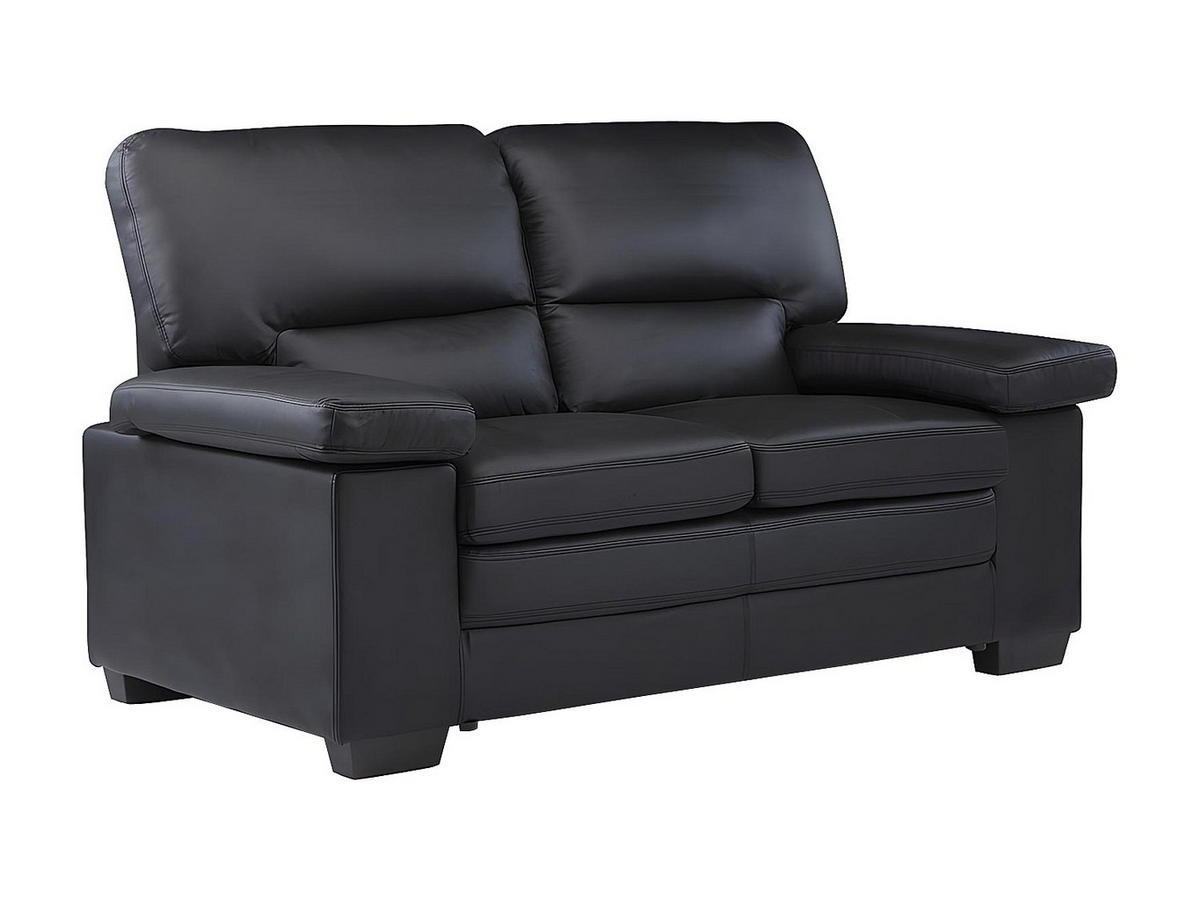 COUCHGARNITUR - 5 Personen - leder - schwarz Mimas - Schwarz, Leder (162/97/89cm) - Vente-Unique