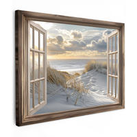LEINWANDBILD Ausblick - Strand - Dünen - Meer - Natur 40x30 cm - Sandfarben, Textil (40/30cm) - MuchoWow
