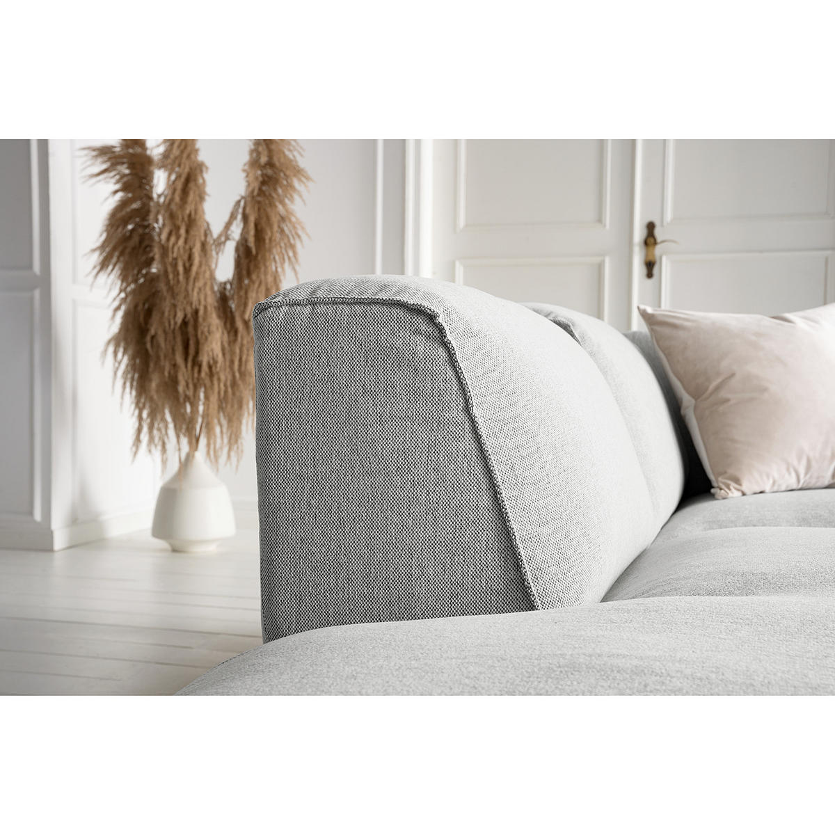 WOHNLANDSCHAFT mit Longchair - Hellgrau/Schwarz, Kunststoff/Textil (325/71/235cm) - home24