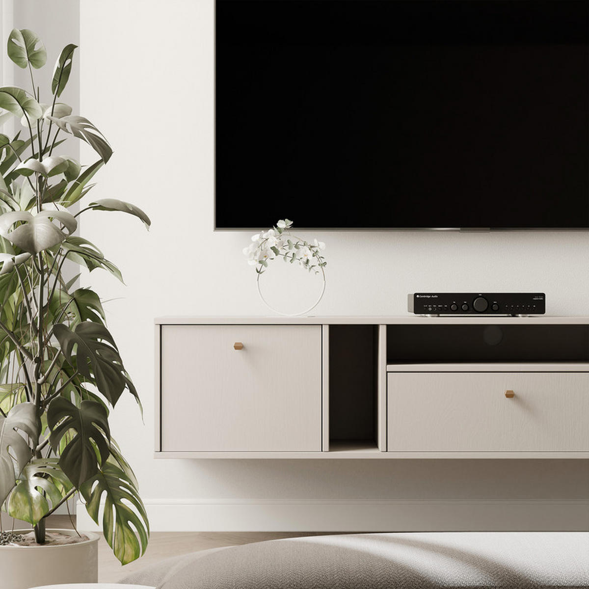 TV-LOWBOARD FLOW 180 cm, Beige - Beige, Holzwerkstoff/Metall (180/48.5/40.5cm) - Idohome