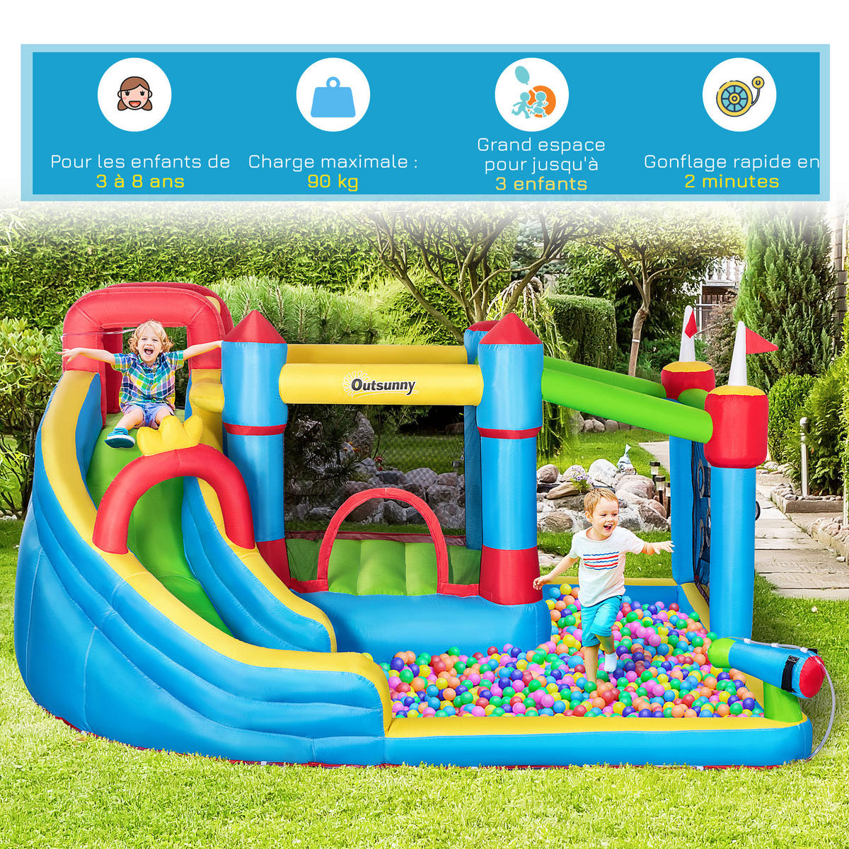 HÜPFBURG DE-18561 mit Rutsche, Trampolin & Pool Mehrfarbig - Multicolor, Kunststoff (390/300/197cm) - ComfortXL