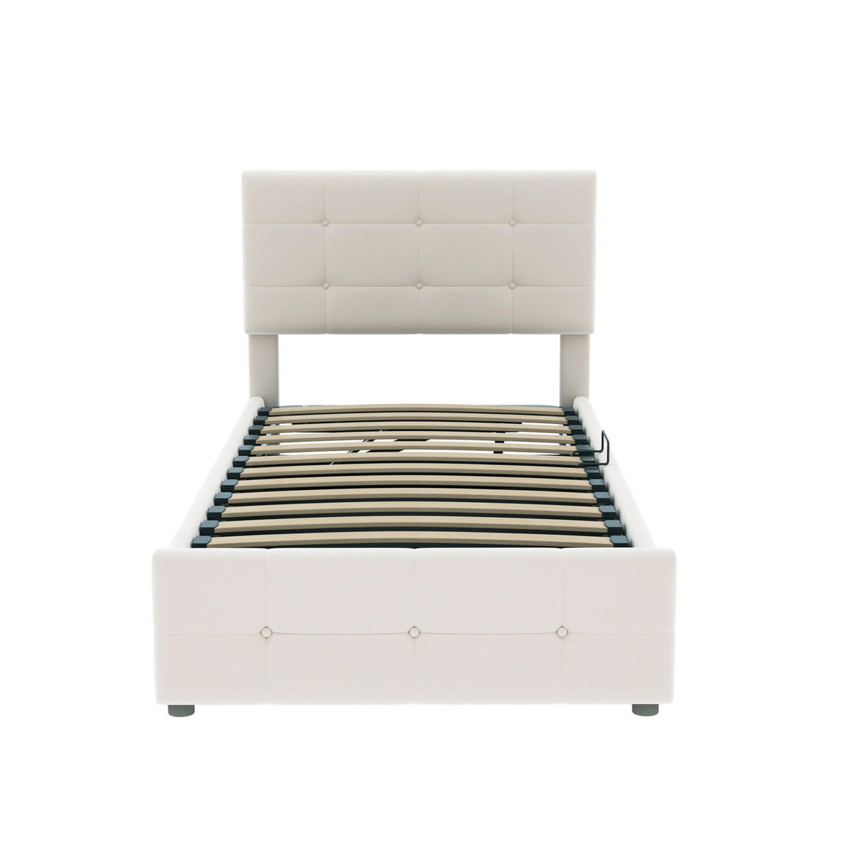 KINDERBETT 90/200 cm mit hydraulischem Stauraum, verstellbarem Kopfteil und Samtbezug, Beige - Beige, Textil (90/200cm) - Redom
