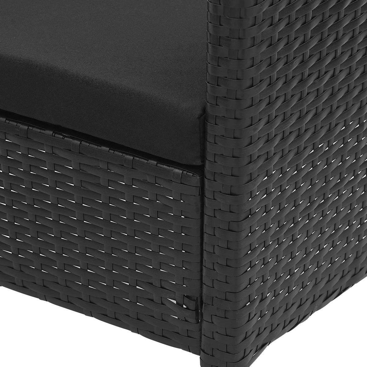 SITZGRUPPE Mubi 2 Sessel, 2 Sitzkissen, 1 Tisch, Schwarz - Schwarz, Kunststoff - TPFGarden