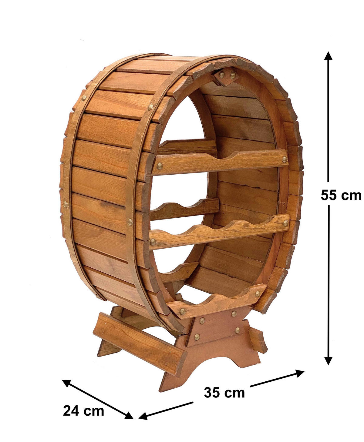 WEINREGAL für 6 Flaschen Holz Stehend Braun 55 cm - Braun, Holz (35/55/35cm) - DanDiBo