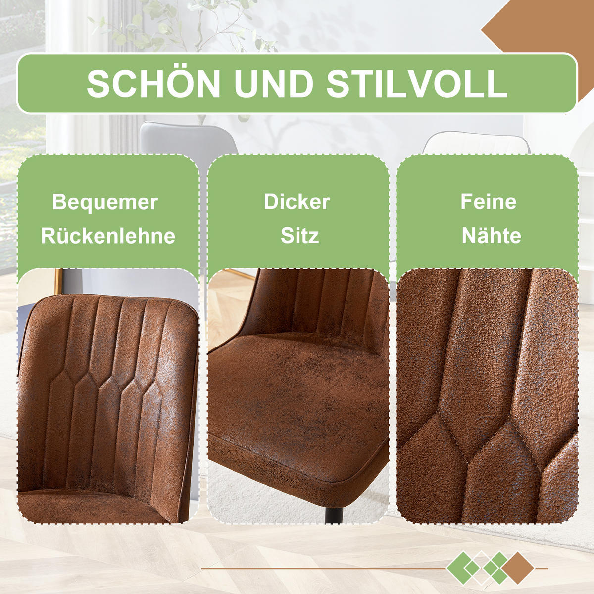 ESSZIMMERSTUHL 2er set stoff tech gepolstert metallbeine - Braun, Textil (43/89/41.5cm) - Urban Meuble