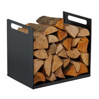 KAMINHOLZREGAL - Schwarz, Metall (40/35/30cm) - Relaxdays