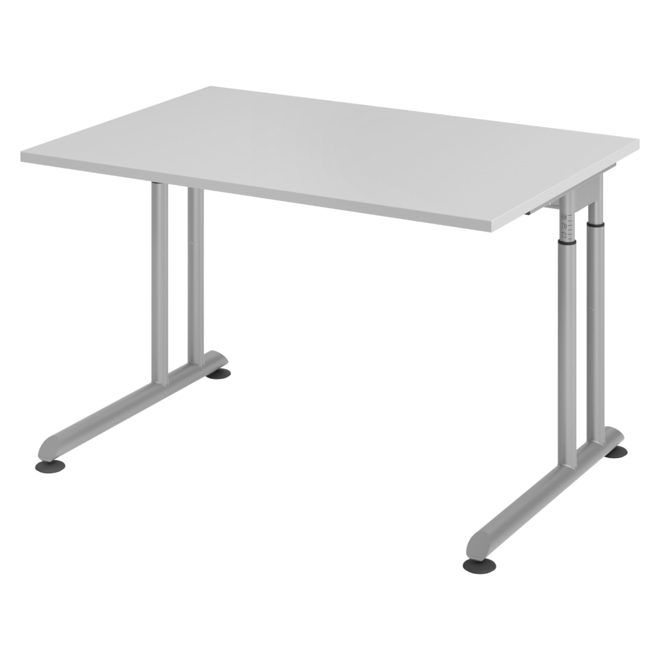 SCHREIBTISCH Serie-Z 80/120/74 cm in Grau/Silberfarben - Silberfarben/Grau, Holzwerkstoff (80/120/74cm) - bümö