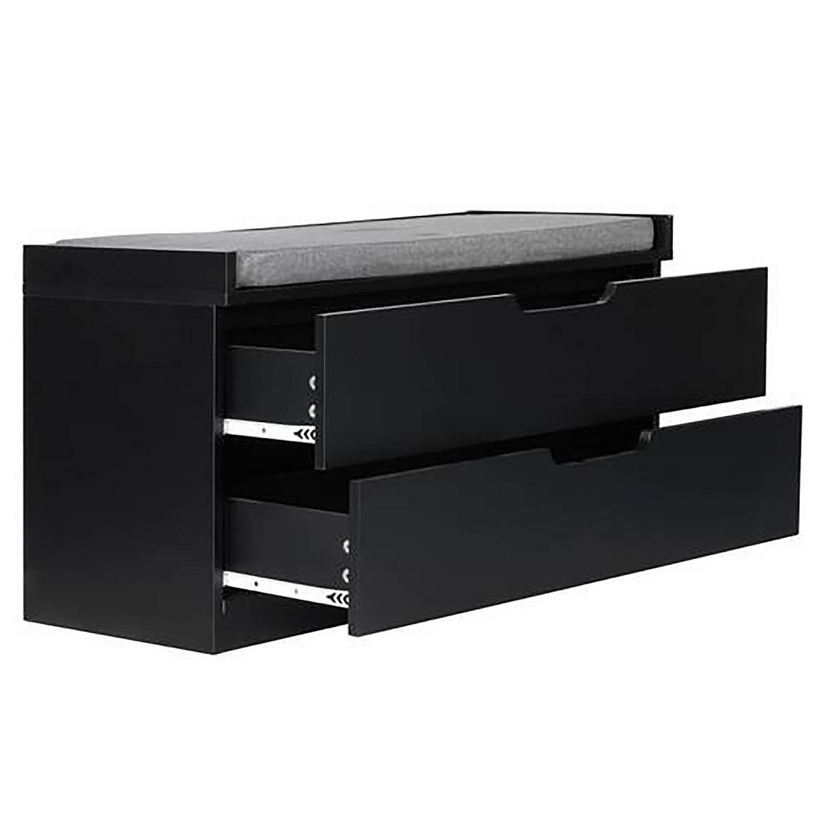 GARDEROBENBANK - Schwarz, Holzwerkstoff/Textil (80/45/36cm) - home24