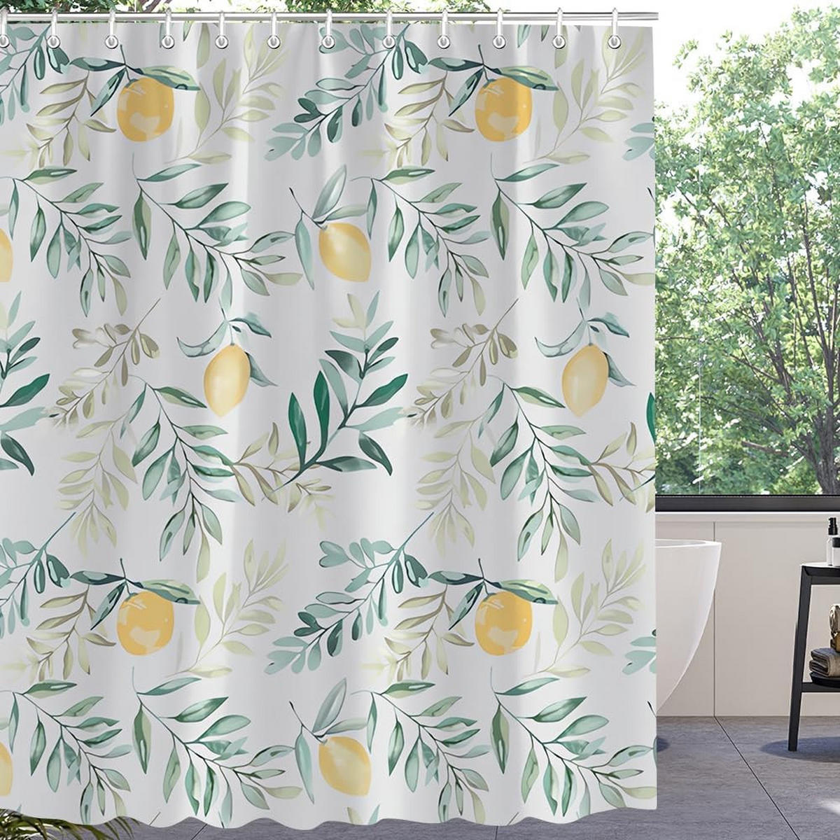 DUSCHVORHANG Polyester Zitronenbaum Blätter Muster - Multicolor, Textil (200/80cm) - MCBOSON