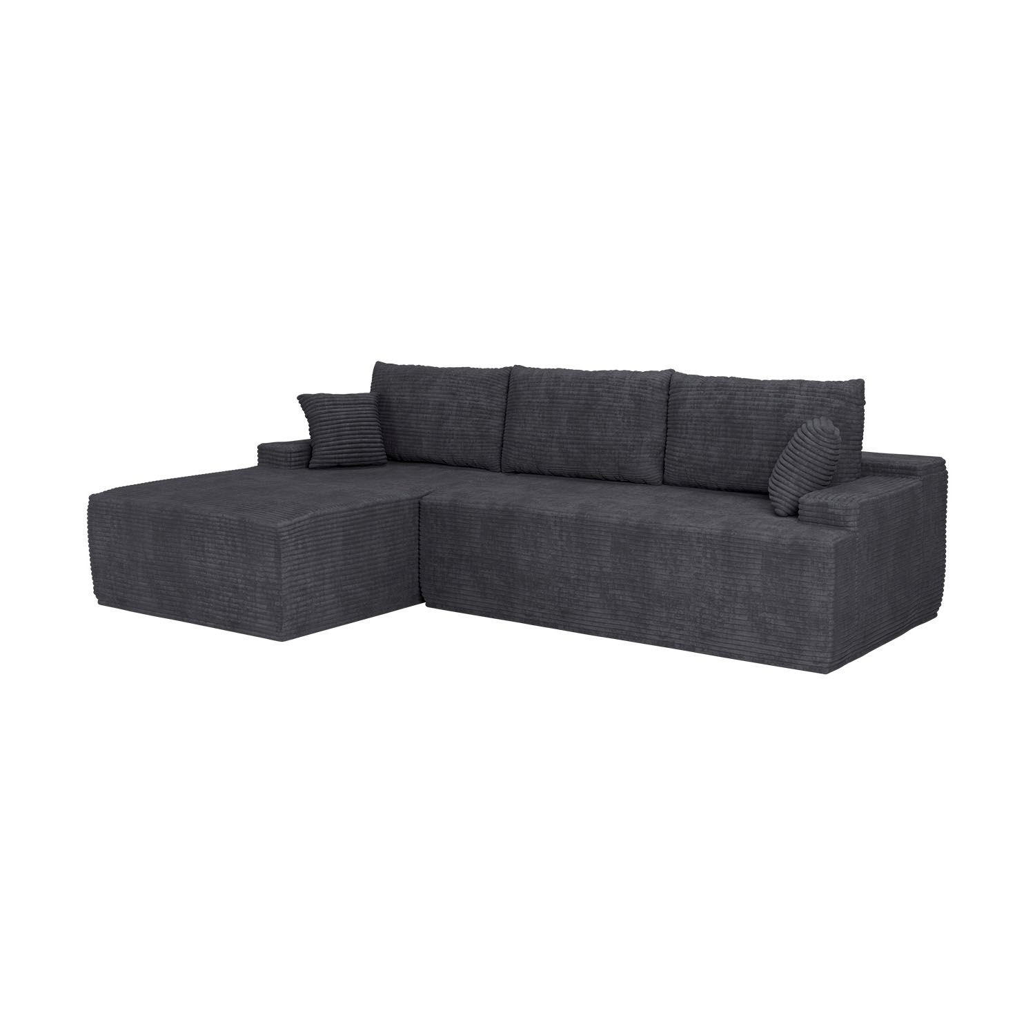 SOFA Coredo dunkelgrau Cord - Dunkelgrau, Textil (155/250cm) - Juskys