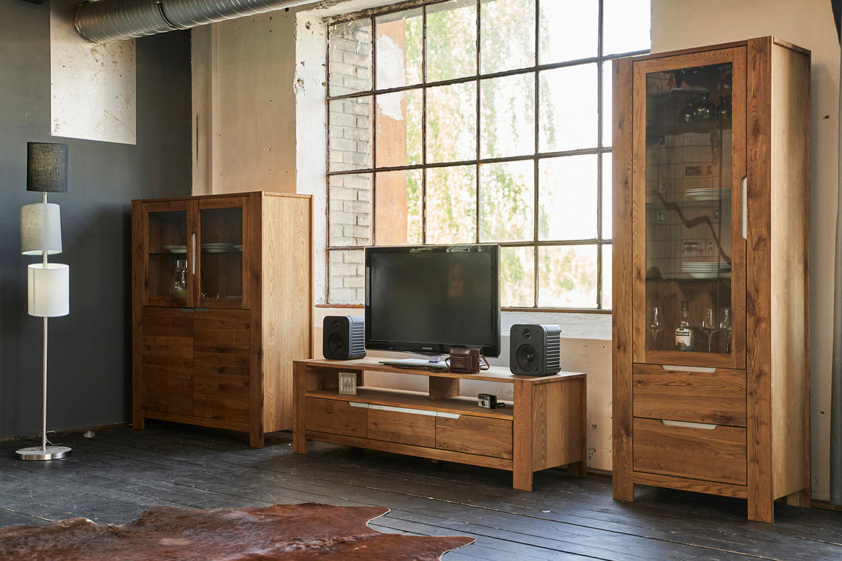 LOWBOARD LIAN Holz Holz - Naturfarben, Holz (160/50/45cm) - KAWOLA