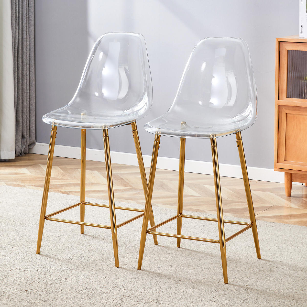 BARHOCKER DE-36603 2er Set mit transparenter Sitzschale Schwarz - Goldfarben, Kunststoff (45/102/51cm) - ComfortXL
