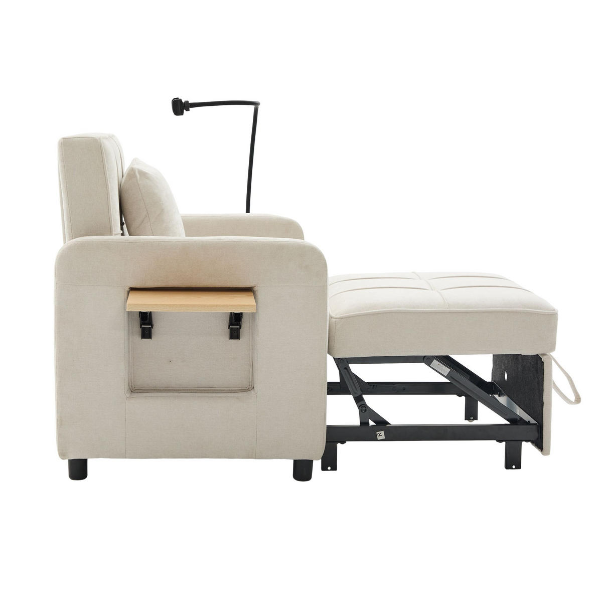 FERNSEHSESSEL 2 in 1 Relaxsessel,Polsterliege mit Schlaffunktion, Stauraum,Chenille,Beige - Beige, Textil (79/83/167cm) - LVHOM