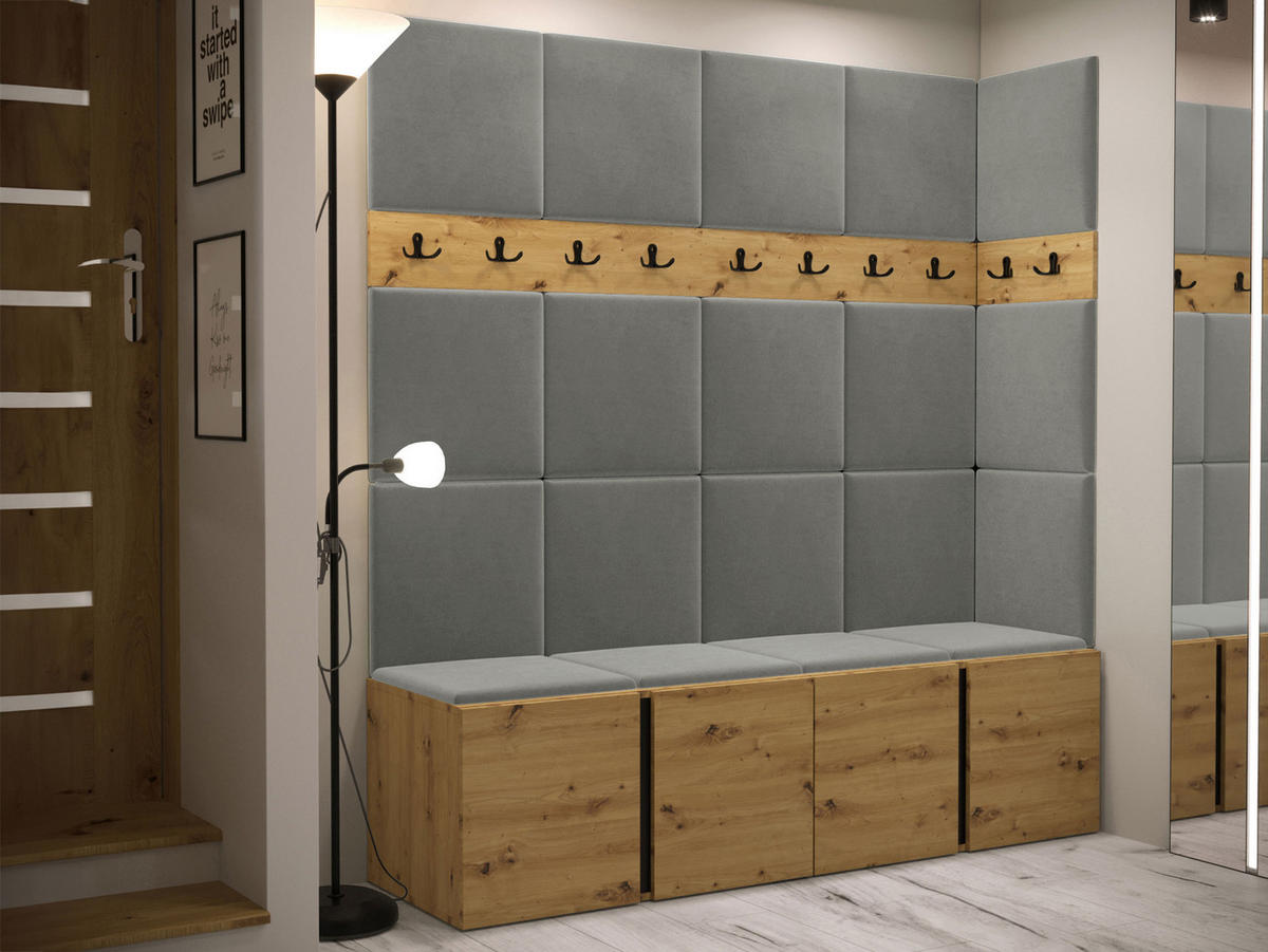 GARDEROBEN-SET Orion II - Eiche Artisan/Grau, Holzwerkstoff/Kunststoff (168/186/46cm) - MIRJAN24