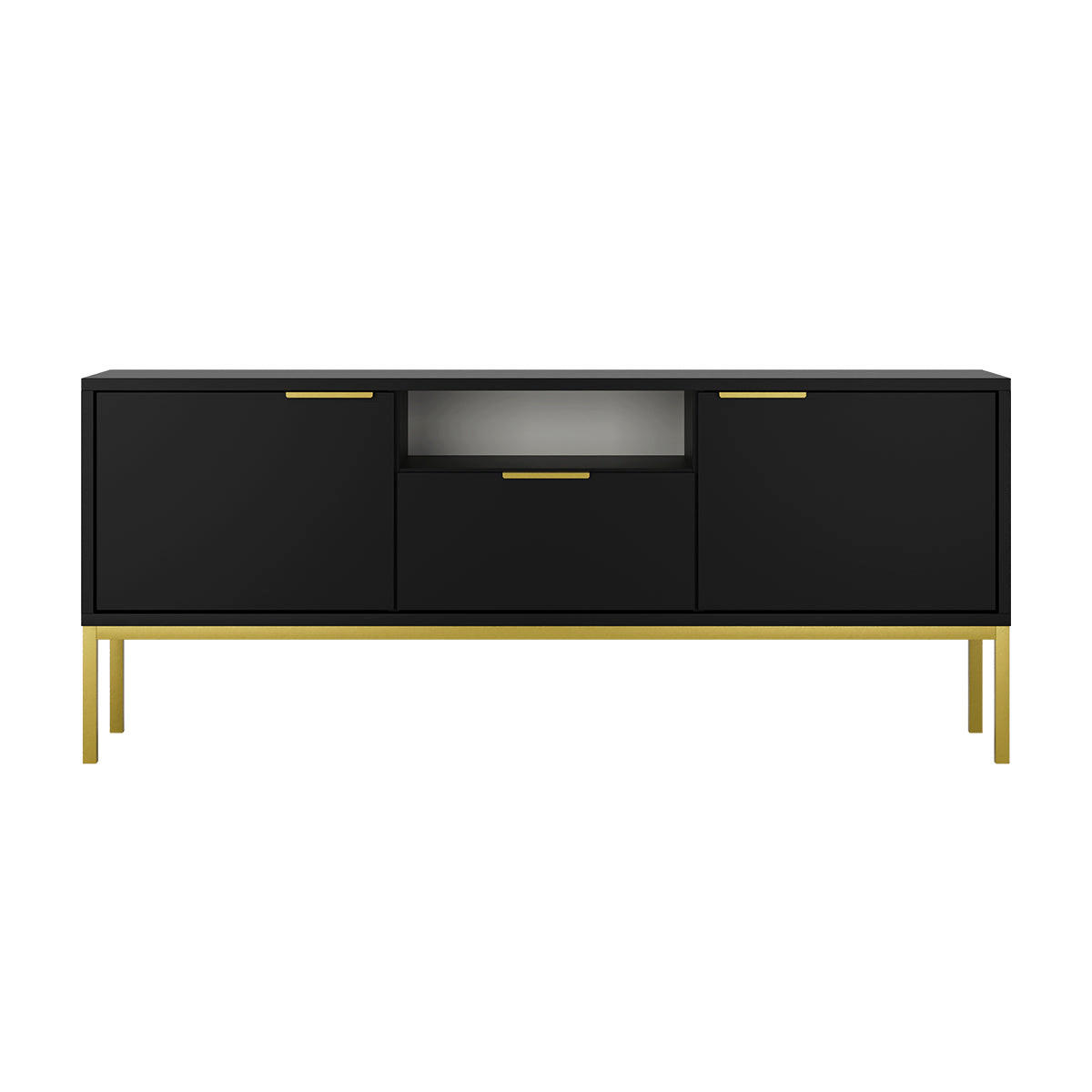 TV-MÖBEL Seattle Schwarz - Goldfarben/Schwarz, Holzwerkstoff (135/56.4/33cm) - Petits-meubles