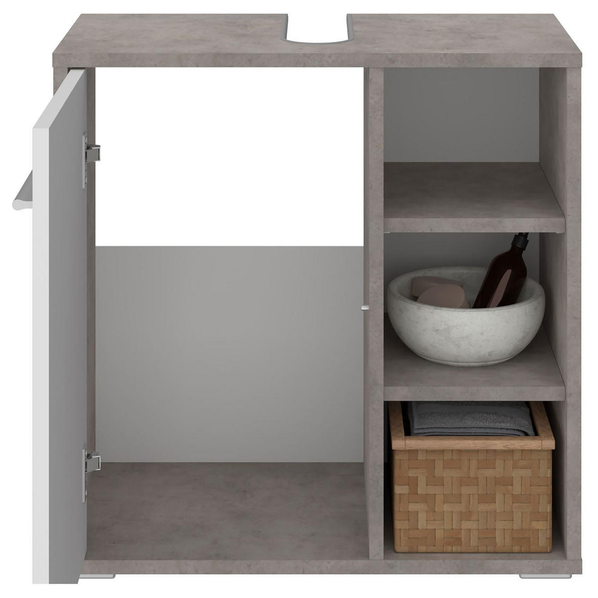 WASCHBECKENUNTERSCHRANK ORNA - Weiß/Grau, Holzwerkstoff (60/60/30cm) - CARO-Möbel