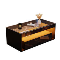 COUCHTISCH 100/50/40 cm schwarz mit 16-farbigem LED-Licht und 2 Schubladen - Schwarz, Holzwerkstoff (100/50/40cm) - OKWISH