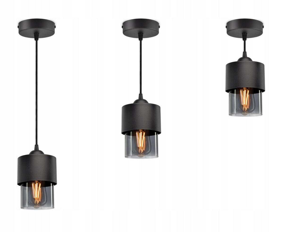 PENDELLEUCHTE Hege - Transparent/Anthrazit, Glas/Metall (12/12/70cm) - kiki design