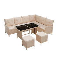 LOUNGEGARNITUR Manacor creme, sand inkl. Abdeckung - Beige, Kunststoff/Metall - Juskys