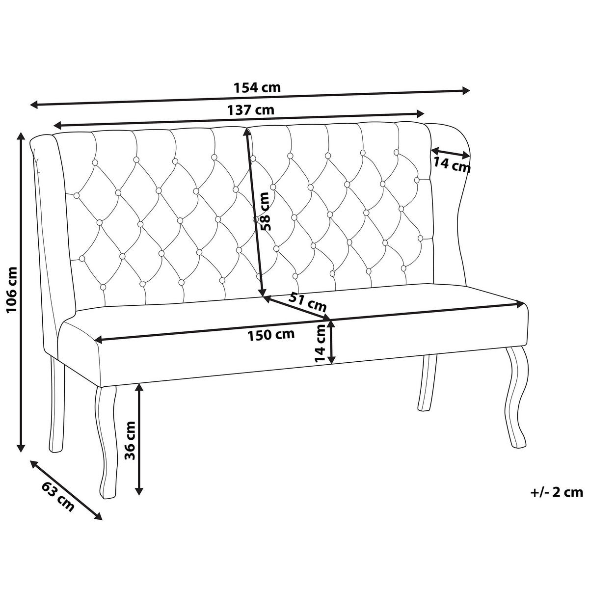 ESSZIMMERBANK 2-Sitzer Stoff Dunkelrot Torsby - Dunkelrot, Textil (154/106/63cm) - Beliani