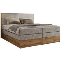 BOXBETT WOOD CLASSIC KING 160/200 - Beige Strukture - H4 - Beige, Textil (160/200cm) - MKS