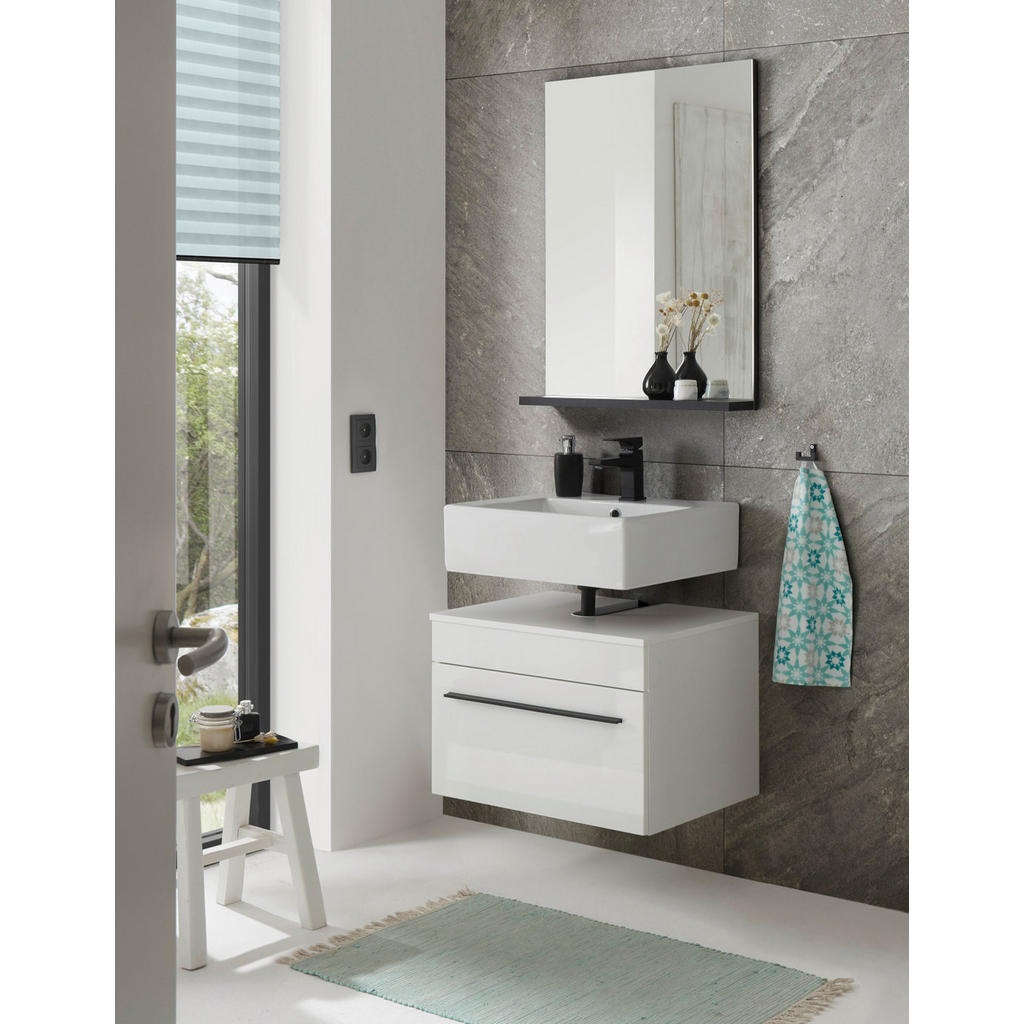 Thumbnail - Furn.Design Badspiegel, Weiß Hochglanz, Holzwerkstoff, 60x85x12 cm, FSC 100%, Spiegel, Wandspiegel