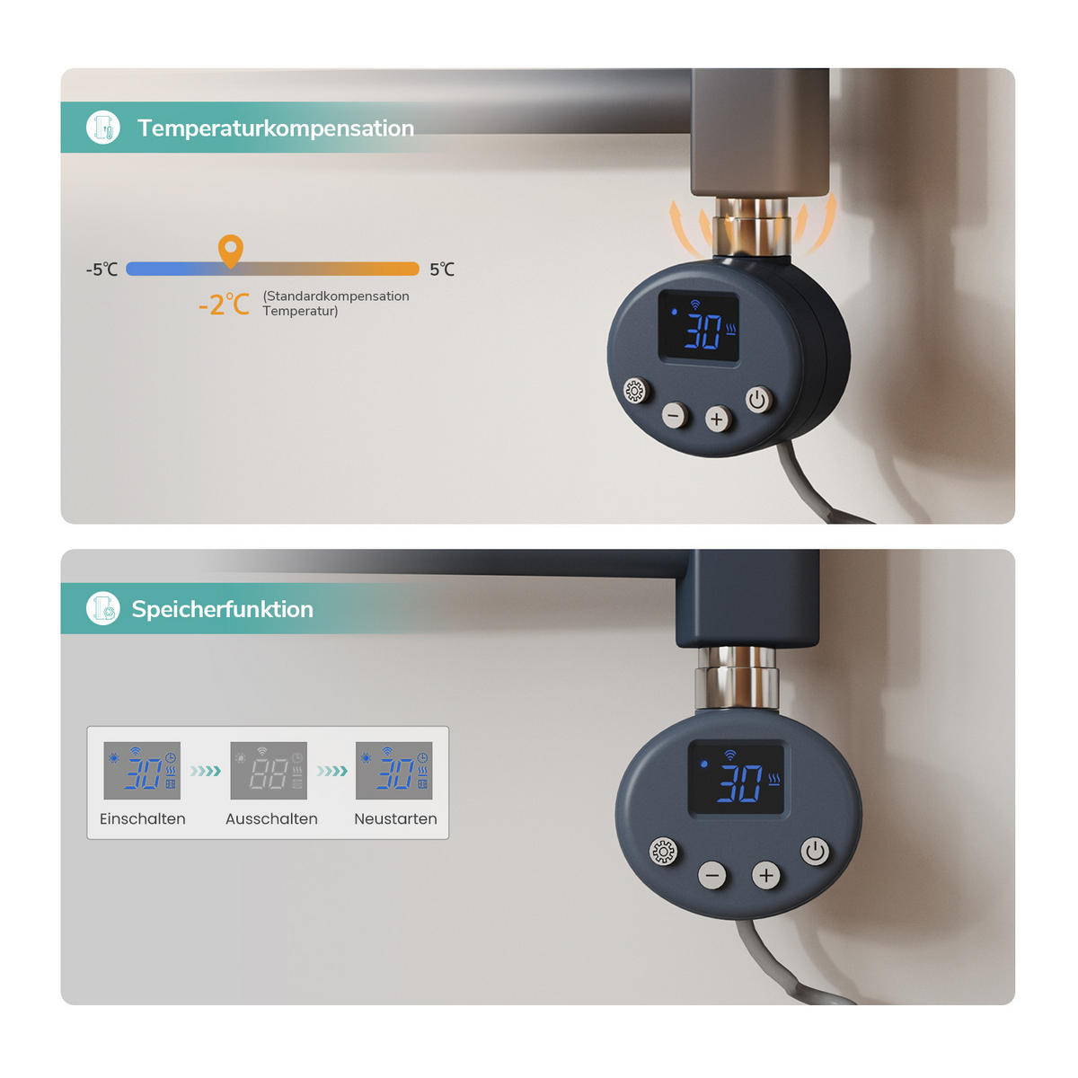 HANDTUCHHEIZKÖRPER elektrisch gebogen Anthrazit 140/40/5,6 cm - Anthrazit, Metall (40/140/5.6cm) - EMKE